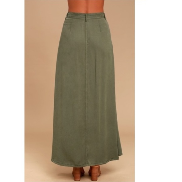 SOLD Pistola Green Button Front Long Maxi Skirt XS - Picture 3 of 7